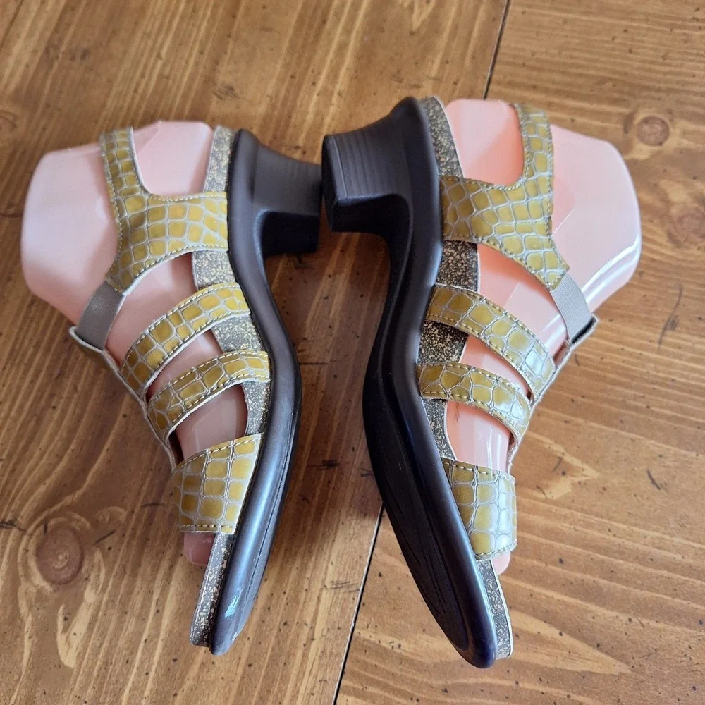 SAS Allegro Mustard Yellow Leather Slingback Sandal Heels Size 8.5N‎ Comfort